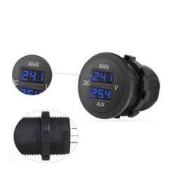 Alternative view of Dual Volt Meter Round Panel Mount LED Display 12/24 v