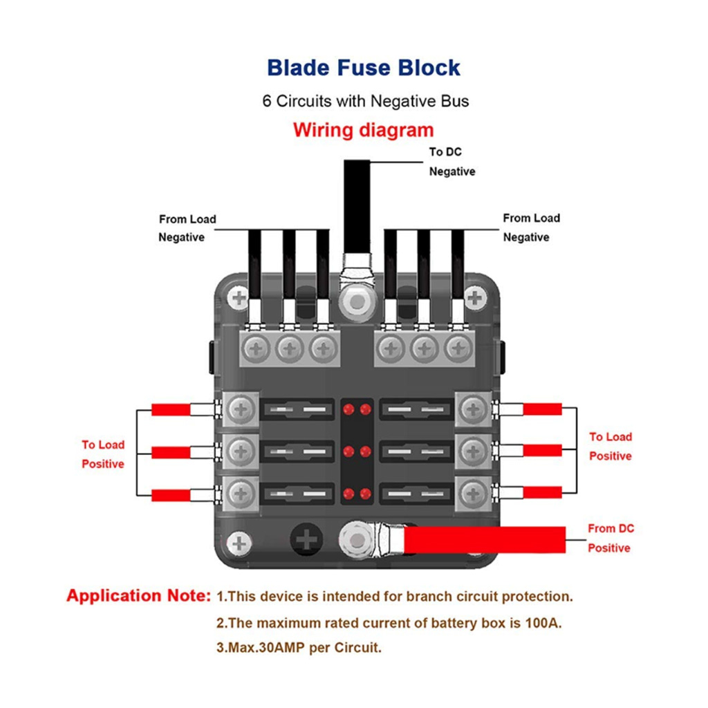 6 Fuse Block with LED Indicator and 12 fuses, 19pc, 12 volt, 2 x Label Sheets - Image 3