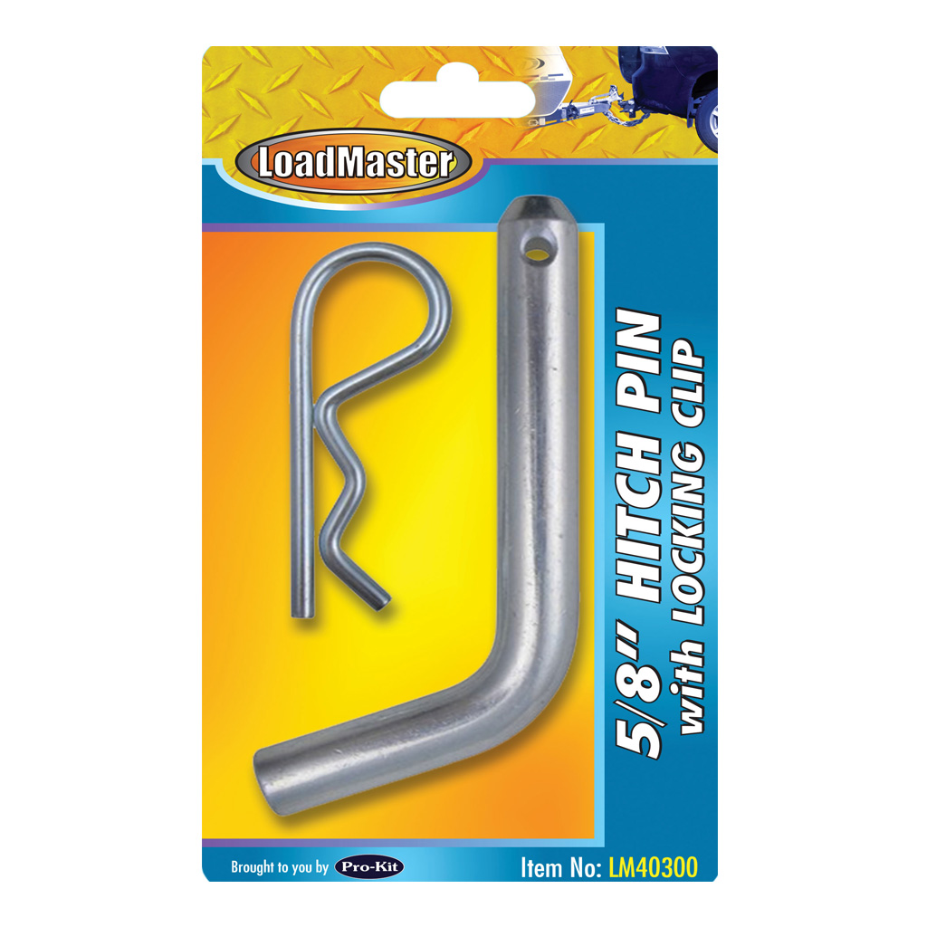 Hitch Pin 5/8" with Locking Clip Fits 50mm Hitches Chrome Plated - Image 2