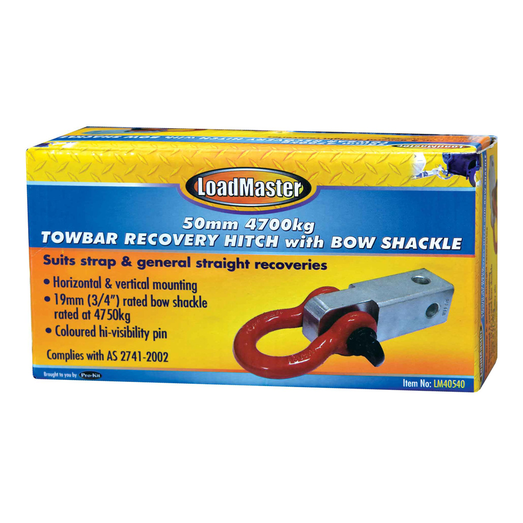 PK Tools Towbar Recovery Hitch with Bow Shackle 50mm 4700kg 3/4" Shackle - Image 2