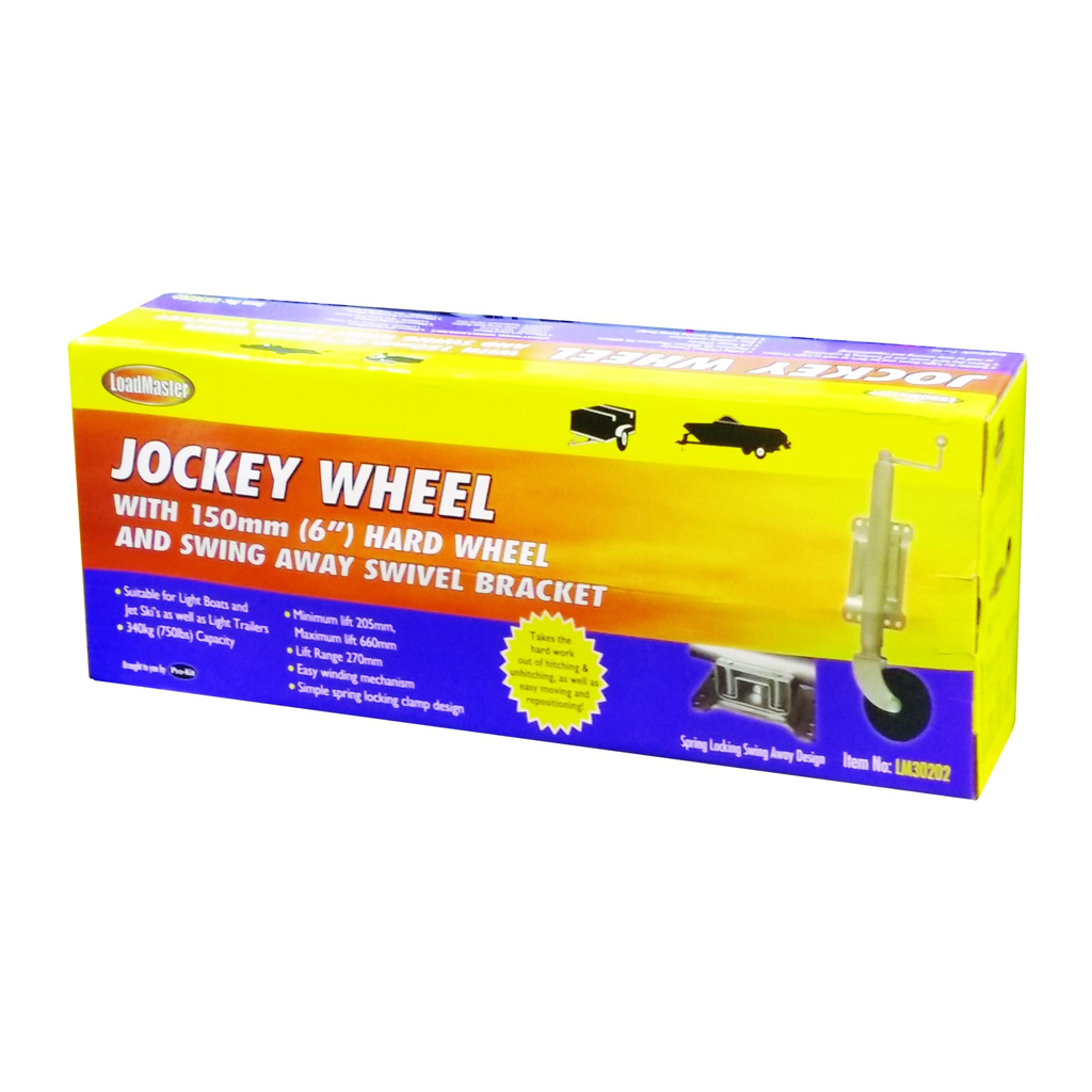 LoadMaster Jockey Wheel 150mm (6") Hard Wheel, Swing Away Swivel Bracket - Image 2
