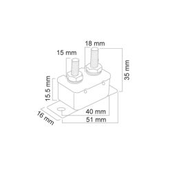 Alternative view of Circuit Breaker Auto Reset 20 - 50 amp 12v Optional Insulated Cover