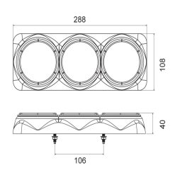Alternative view of LED Stop/Tail Indicator & Reverse Lamp Black Housing 12/24V