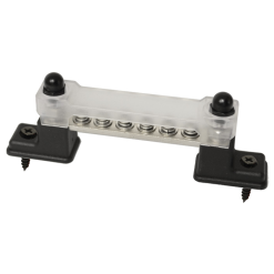 Alternative view of Busbar Power Distribution 2 x M4, 6 x Screw Studs Incs Cover 150A DC