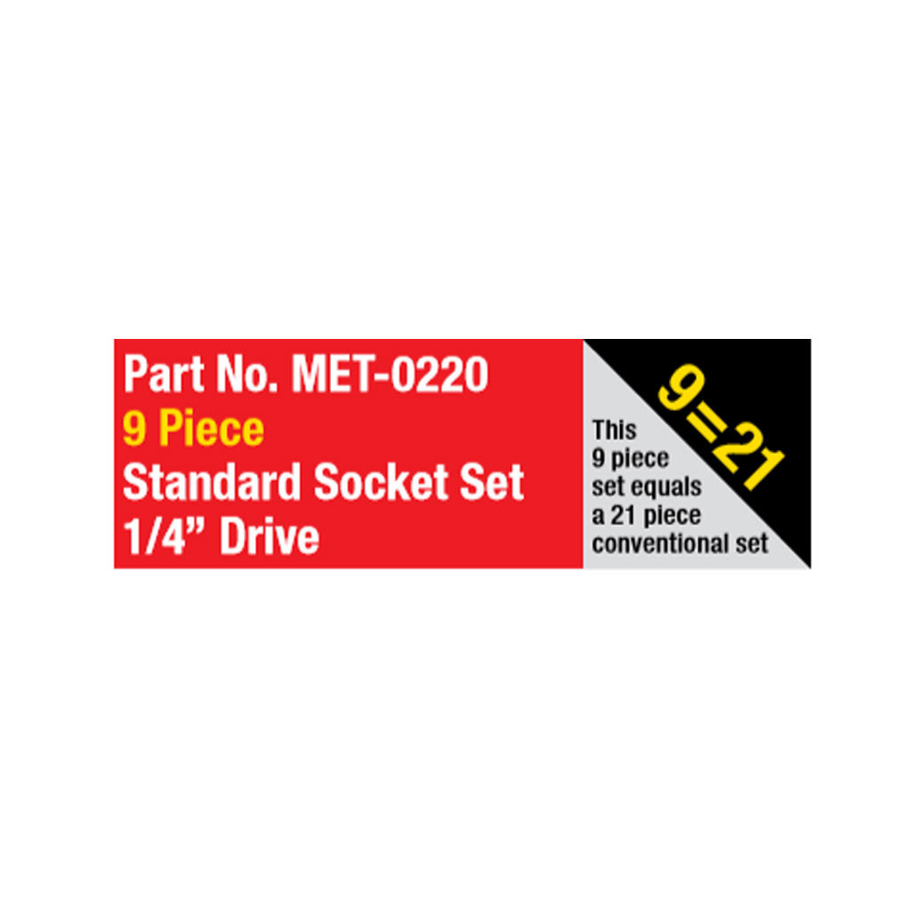 Metrinch 1/4" Standard Socket Set Drive 9 Piece - Image 4