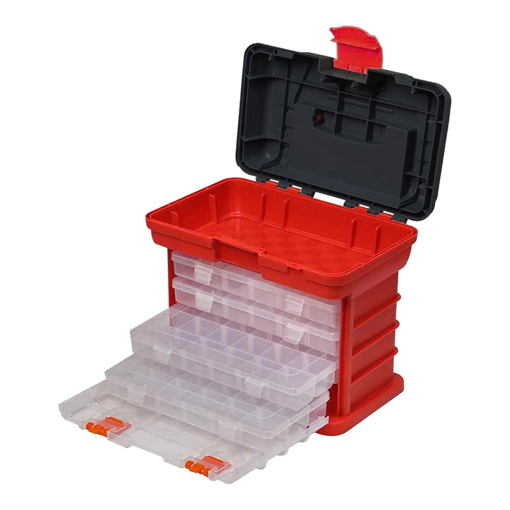 PK Tools Organiser Case 4 Removable Draws 97 Compartment Storage Container