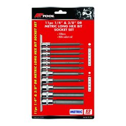 Alternative view of PK Tools Hex Bit Socket 1/4" & 3/8"dr Metric Long Shaft 11pc Set