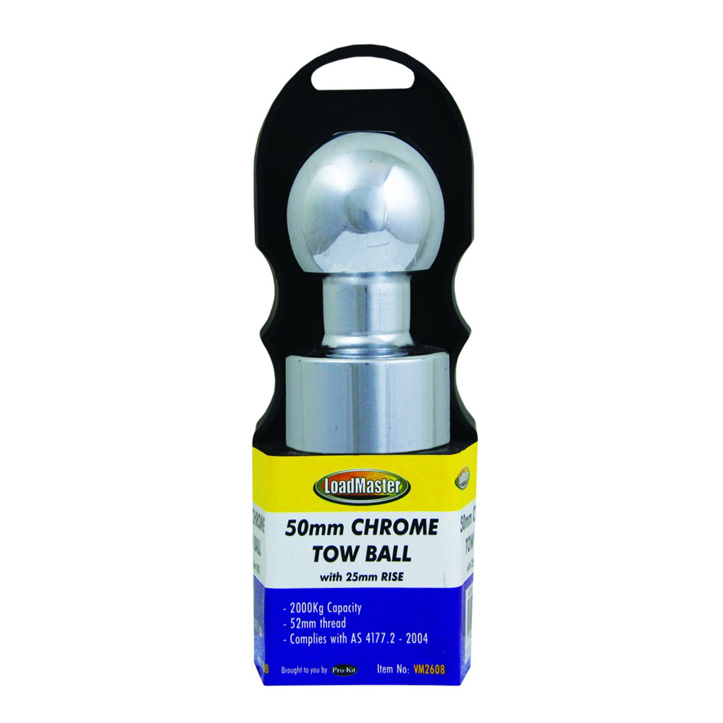 PK Tools Tow Ball 50mm Chrome 25mm Rise 51mm Thread - Image 2