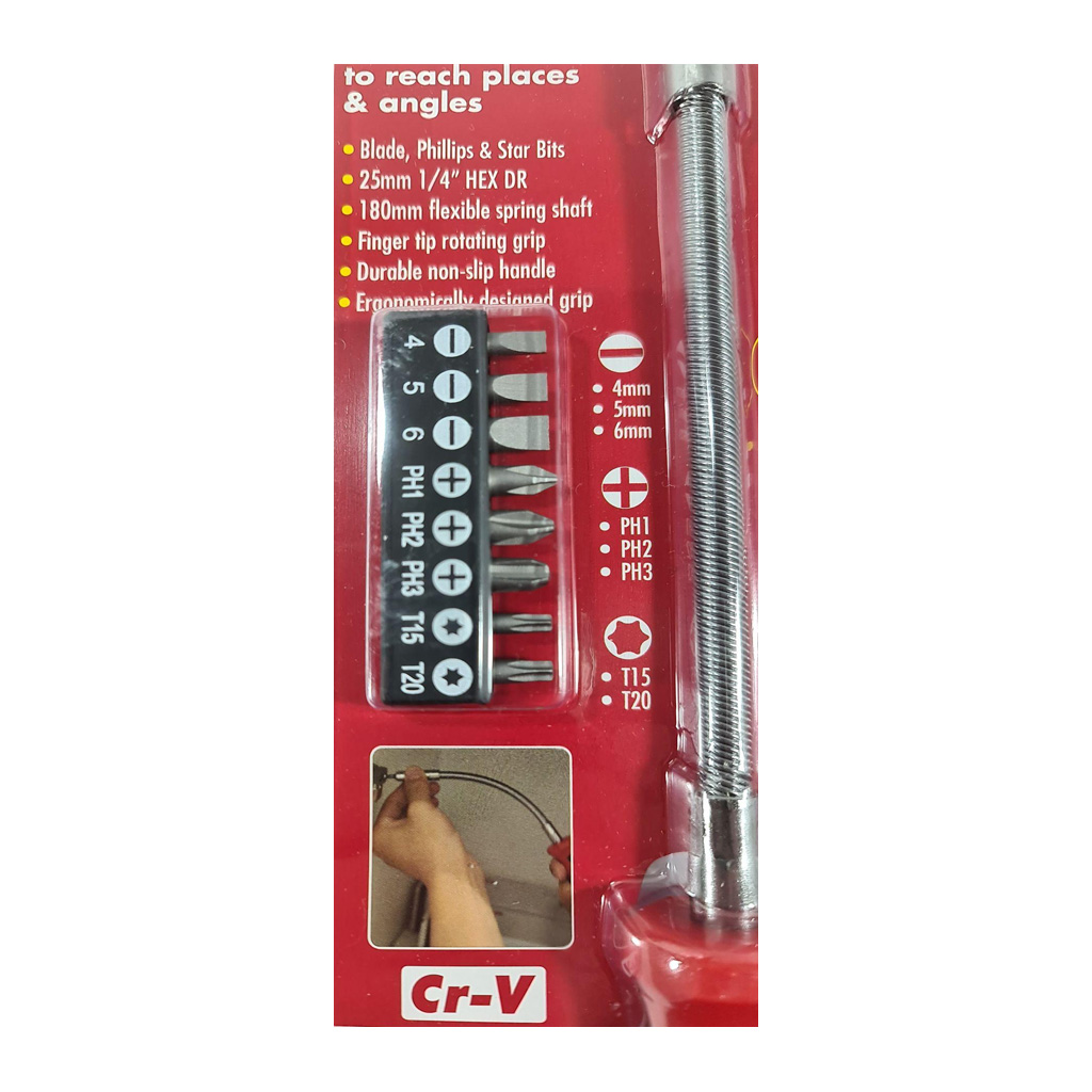 Screwdriver Flexible Shaft 9pc Bit Set - Image 2