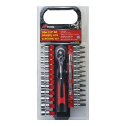 Socket, Screwdriver & Star Bit 28pc Socket Set 1/4" Dr 72 Tooth Ratchet