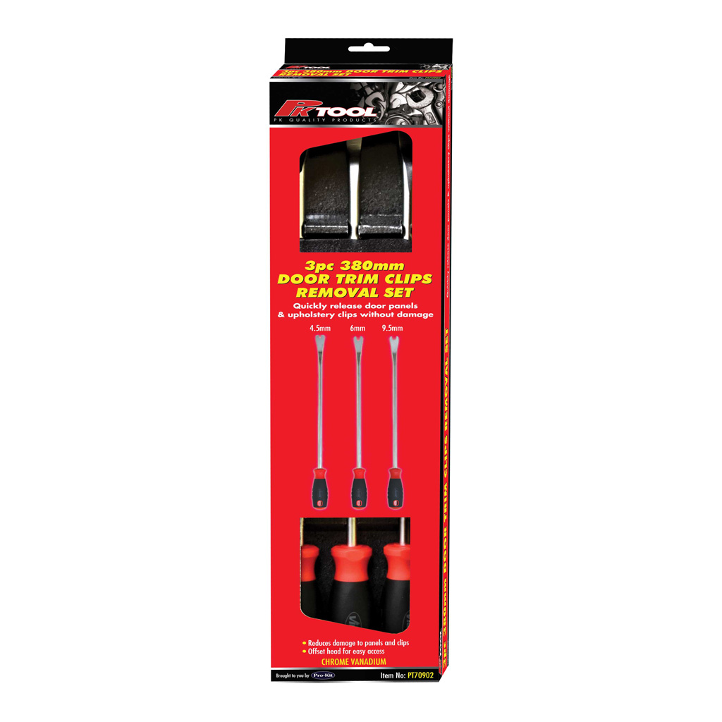 PK Tools Door Trim Clips Removal 3pc Set 4.5mm, 6mm, 9.5mm 380mm Length - Image 2