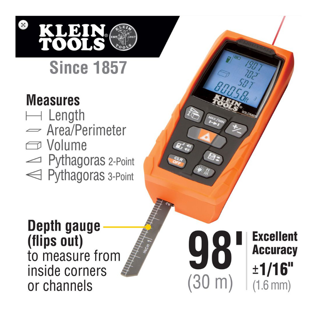 Klein 93LDM65 Laser Distance Measurer 30m