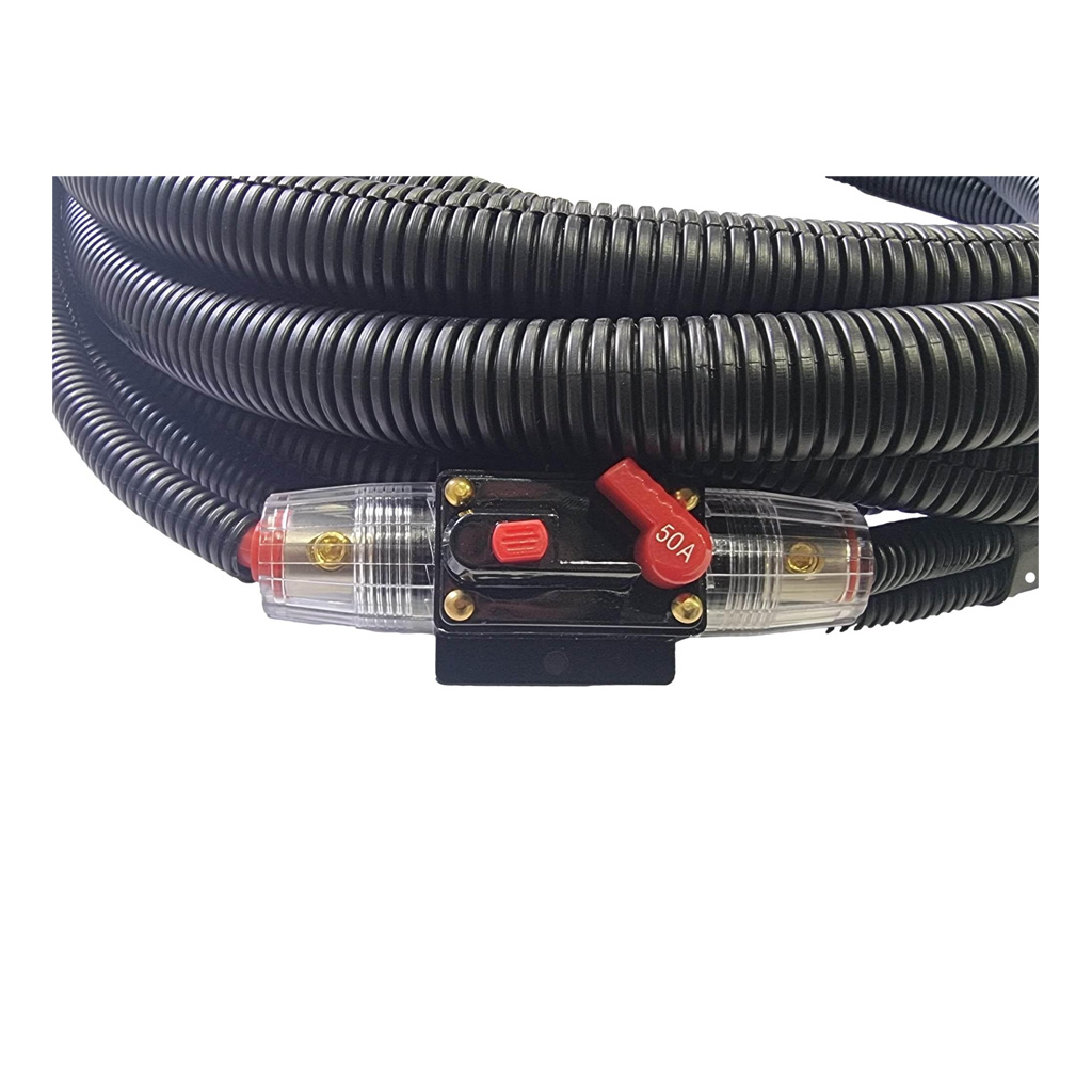 6 B&S (13.5mm2) x 6m Power Extension Lead with 50 amp Resettable Circuit Breaker, Heavy Duty Cable Lugs, Split Tube, 50 amp Anderson Style Plug