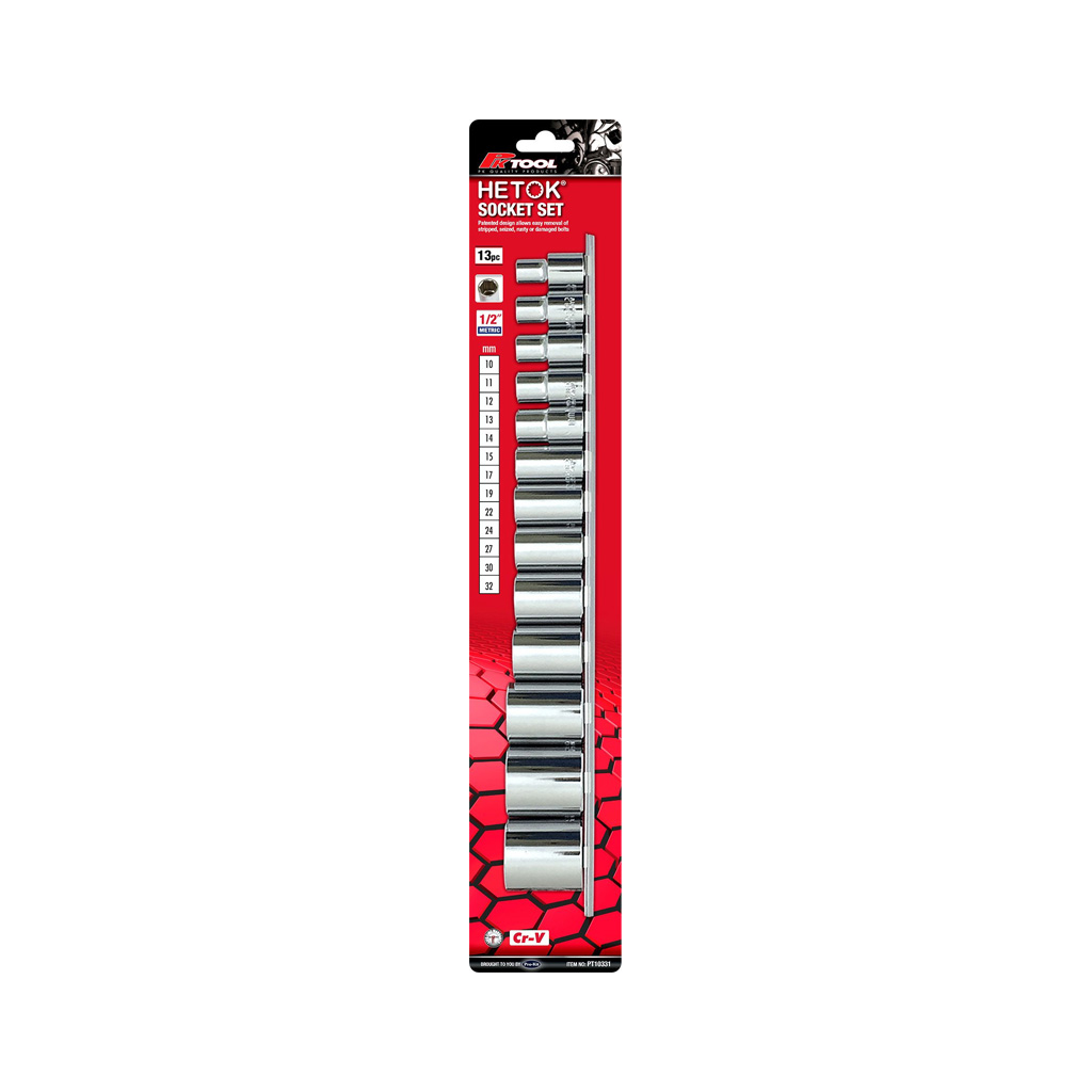 PK-Tools PT10331 1/2"Dr Hetok Socket Set 13pc