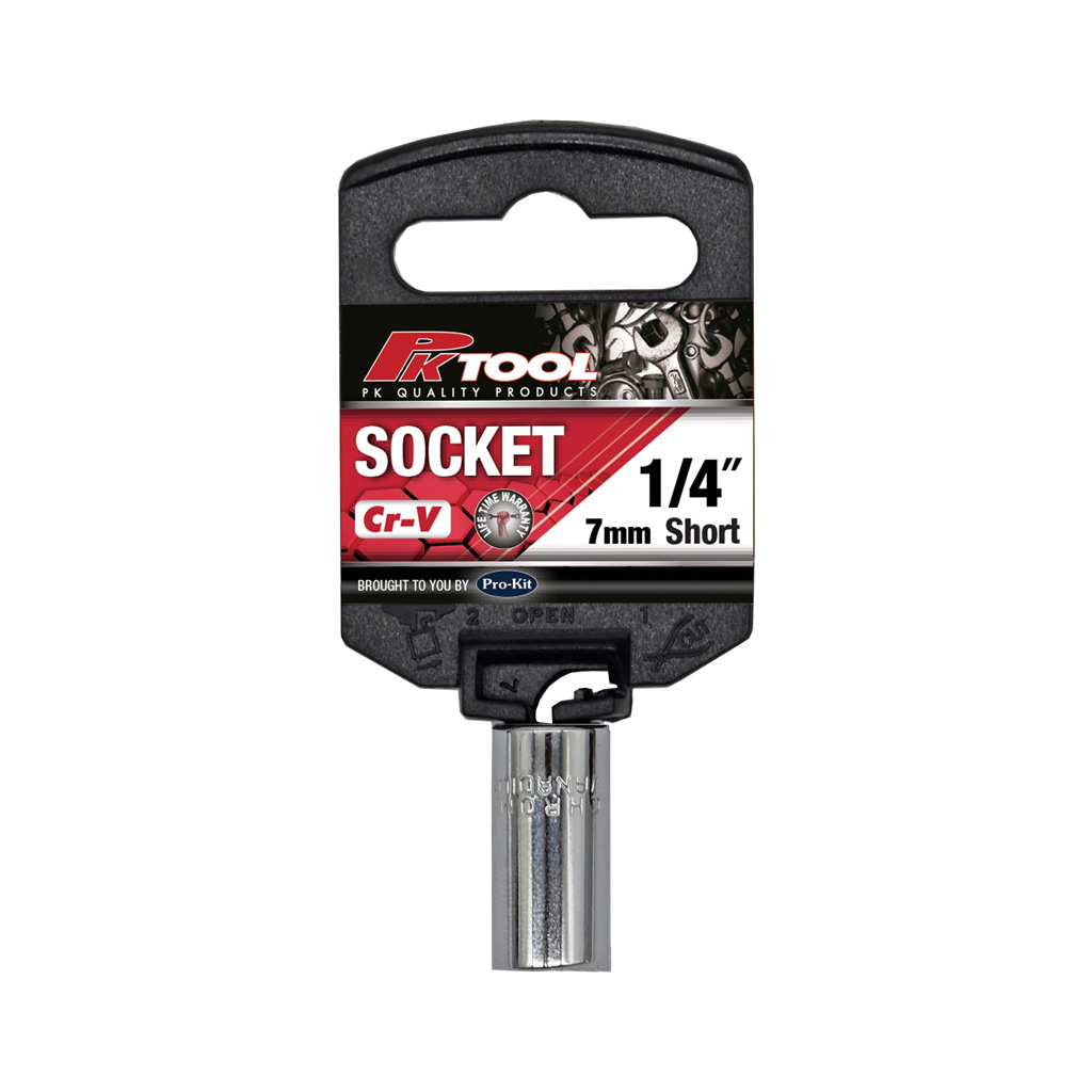 Pk Tools PTA01A07 1/4" Dr Short Socket 6pt Metric 7mm